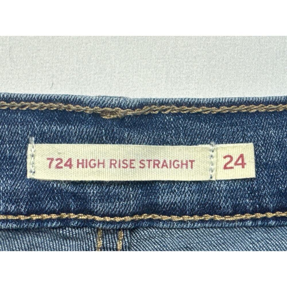 Levi's 724 Women's High Rise Straight Leg Blue Jeans - Size 24x28 (24x26.5) - Picture 4 of 7